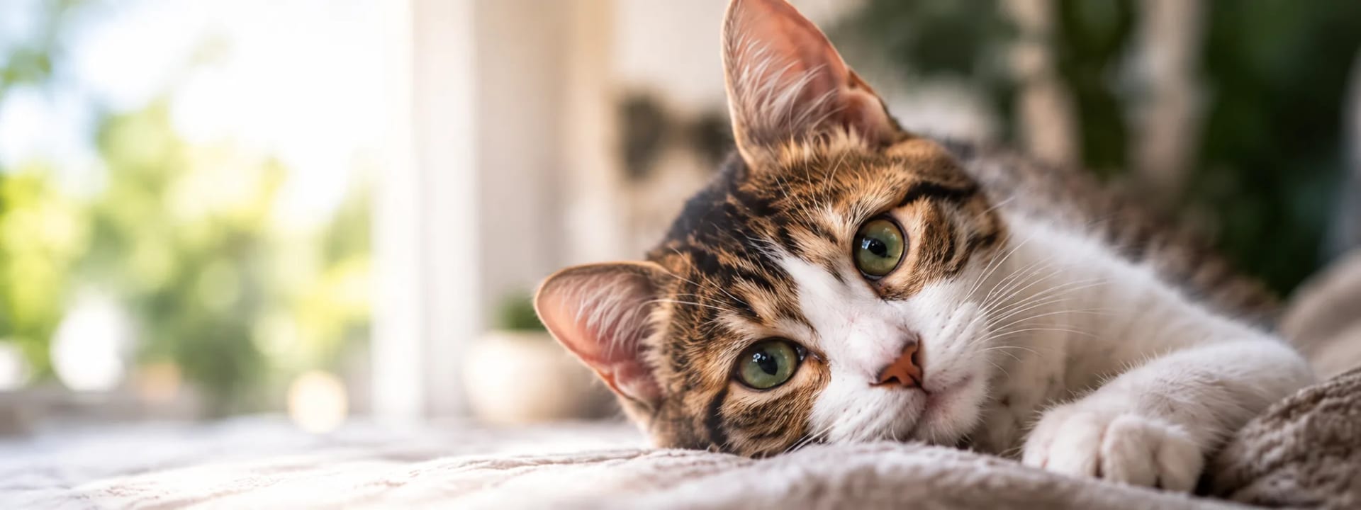 Gato de Fundación Gatuario mirando con calma